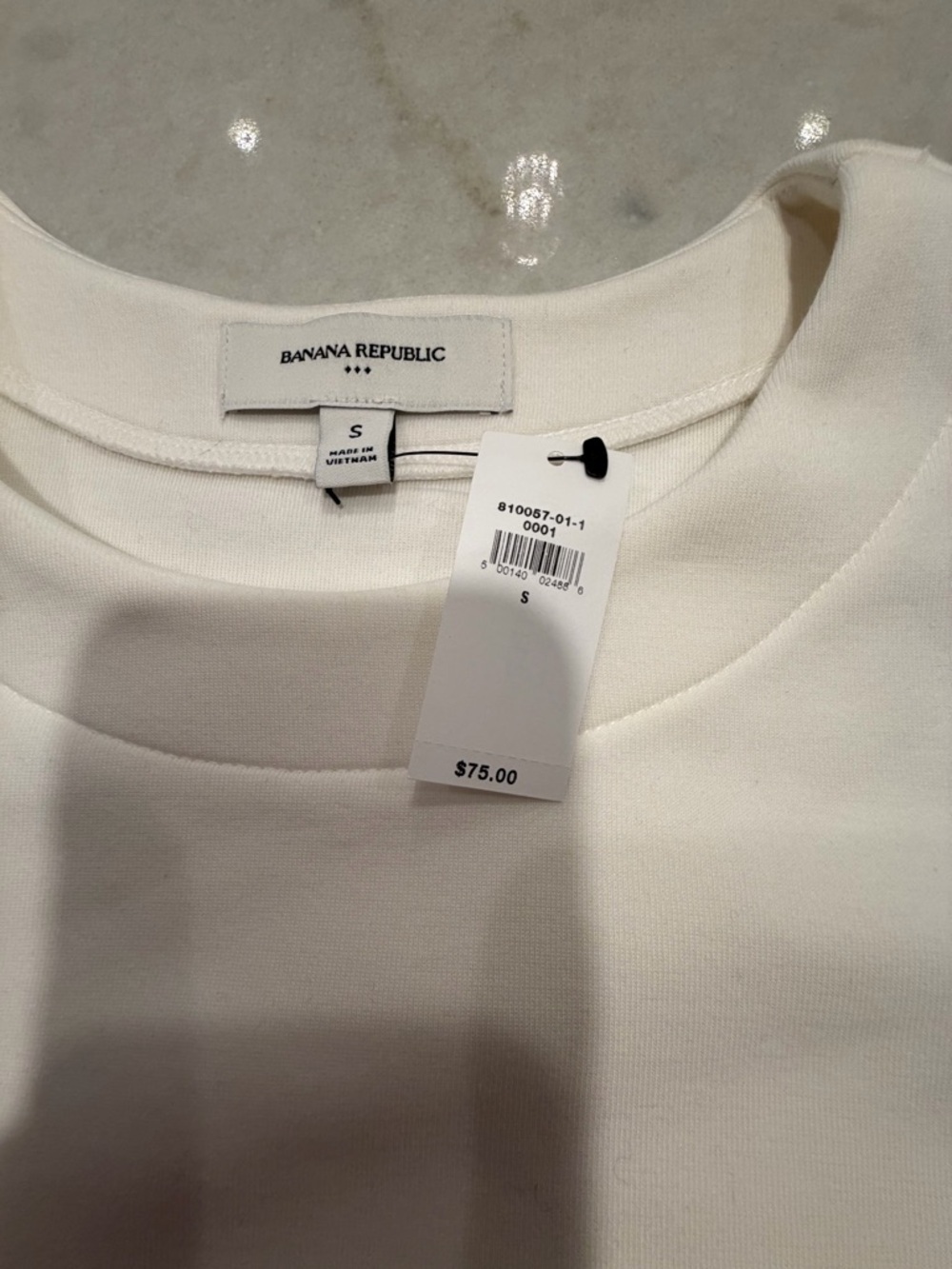BANANA REPUBLIC Everyday Minimal Cream Crewneck Sweatshirt! NWT! S - Picture 3 of 5